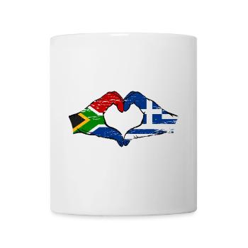 Südafrika Griechenland Flagge Hände Herzform used - Tasse - Weiß - Vorne
