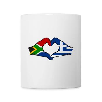 South Africa Greece Flag Hands Heart Shape - Mug - white - Front