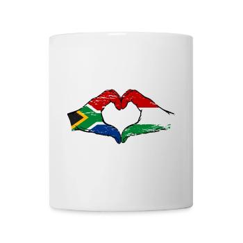 South Africa Hungary Flag Hands Heart Shape Used - Mug - white - Front