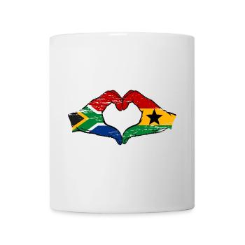 Afrique du Sud Ghana drapeau mains forme de coeur utilisé - Mug blanc - blanc - Devant