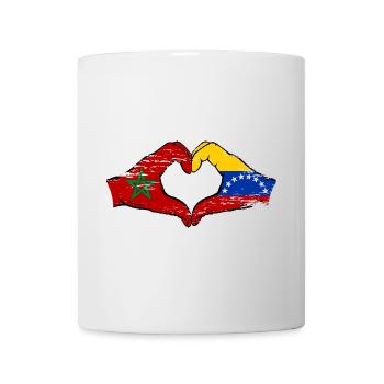Morocco Venezuela flag hands heart shape used - Mug - white - Front