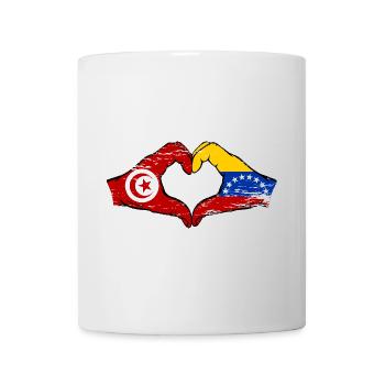 Tunisia Venezuela flag hands heart shape used - Mug - white - Front