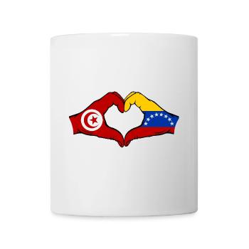 Tunisia Venezuela Flag Hands Heart Shape - Mug - white - Front