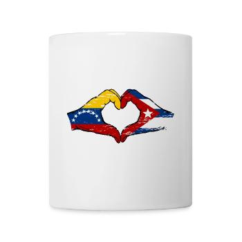 Venezuela Cuba Flag Hands Heart Shape Used - Mug - white - Front