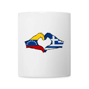 Venezuela Greece Flag Hands Heart Shape - Mug - white - Front