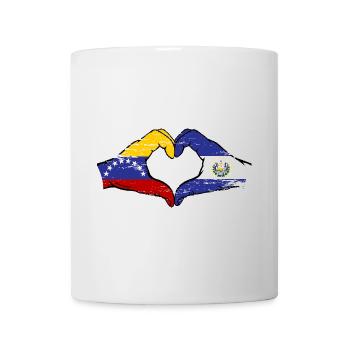 Venezuela El Salvador Flag Hands Heart Shape Used - Mug - white - Front