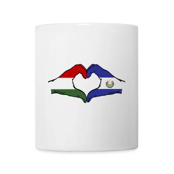 Hongrie El Salvador Drapeau Mains Coeur Forme - Mug blanc - blanc - Devant