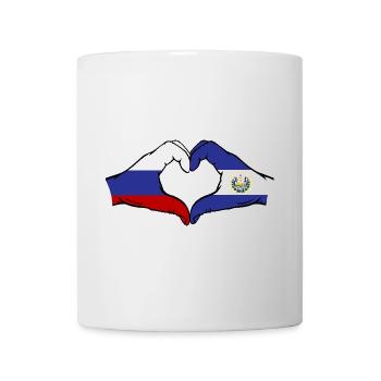 Russia El Salvador Flag Hands Heart Shape - Mug - white - Front
