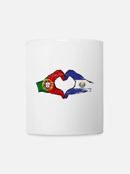 Portugal El Salvador Flagge Hände Herzform used - Tasse - Weiß