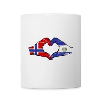 Norway El Salvador flag hands heart shape used - Mug - white - Front