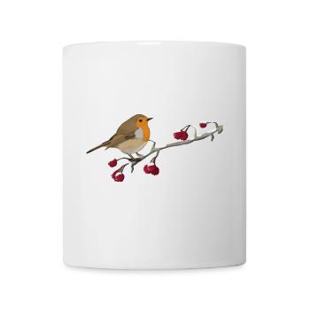 Robin bird on a branch birdwatcher - Mug - white - Front