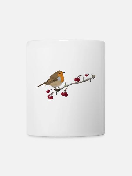 Oiseau rouge-gorge sur une branche ornithologue - Mug blanc - blanc