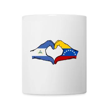 Nicaragua Venezuela Flag Hands Heart Shape - Mug - white - Front
