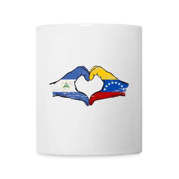 Nicaragua Venezuela flag hands heart shape used - Mug - white - Front