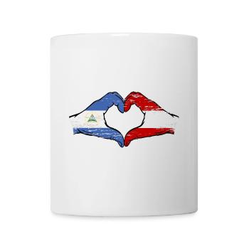 Nicaragua Austria Flag Hands Heart Shape Used - Mug - white - Front