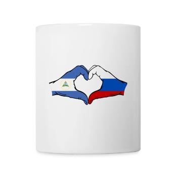 Nicaragua Russie Drapeau Mains Coeur Forme - Mug blanc - blanc - Devant