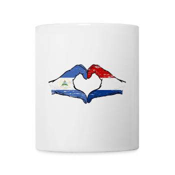 Nicaragua Hollande Drapeau Mains Coeur Forme Utilisé - Mug blanc - blanc - Devant
