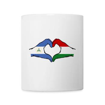 Nicaragua Hongrie Drapeau Mains Coeur Forme - Mug blanc - blanc - Devant