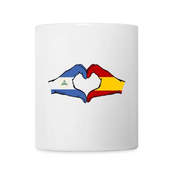 Nicaragua Espagne Drapeau Mains Coeur Forme - Mug blanc - blanc - Devant