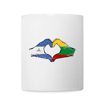 Nicaragua Lituanie drapeau mains forme de coeur utilisé - Mug blanc - blanc - Devant