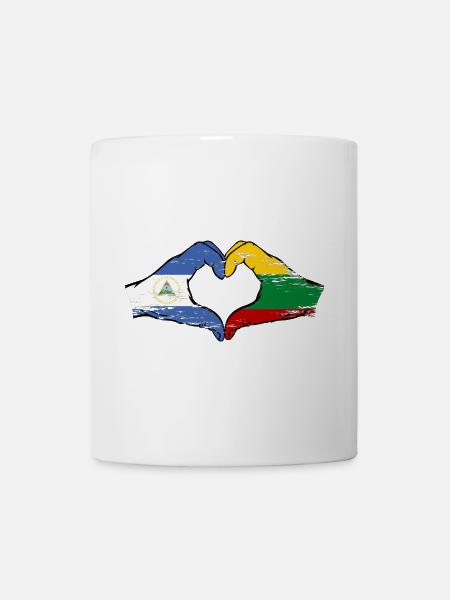 Nicaragua Lituanie drapeau mains forme de coeur utilisé - Mug blanc - blanc