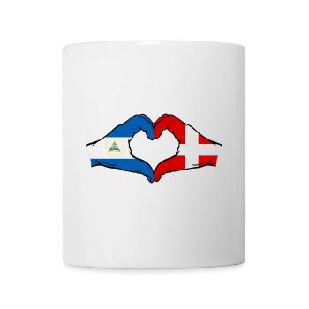 Nicaragua Danemark Drapeau Mains Coeur Forme - Mug blanc - blanc - Devant