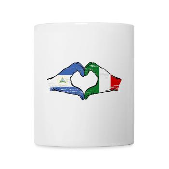 Nicaragua Italy Flag Hands Heart Shape Used - Mug - white - Front