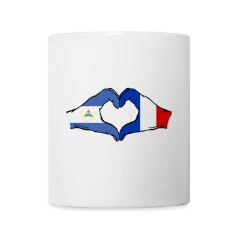 Nicaragua France Flag Hands Heart Shape - Mug - white - Front