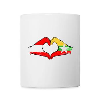Autriche Myanmar drapeau mains forme de coeur utilisé - Mug blanc - blanc - Devant