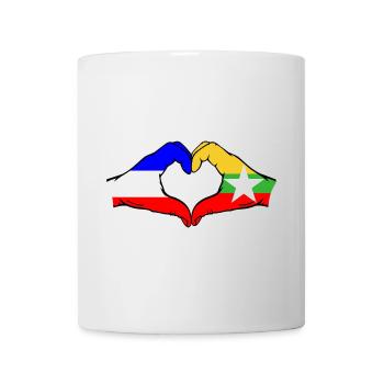 Hollande Myanmar Drapeau Mains Coeur Forme - Mug blanc - blanc - Devant