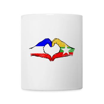 Hollande Myanmar drapeau mains forme de coeur utilisé - Mug blanc - blanc - Devant