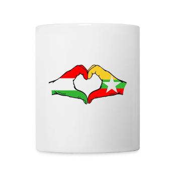 Hungary Myanmar Flag Hands Heart Shape - Mug - white - Front