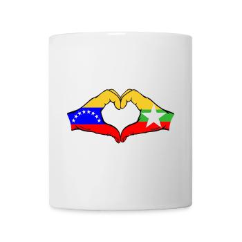 Venezuela Myanmar Flag Hands Heart Shape - Mug - white - Front