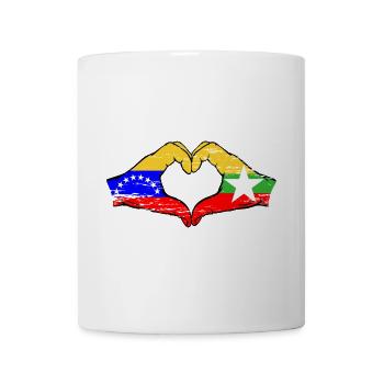 Venezuela Myanmar drapeau mains forme de coeur utilisé - Mug blanc - blanc - Devant