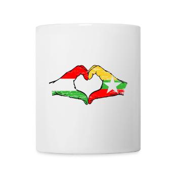 Hongrie Myanmar drapeau mains forme de coeur utilisé - Mug blanc - blanc - Devant
