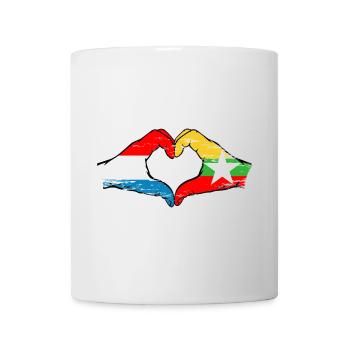 Mains de drapeau du Luxembourg Myanmar en forme de coeur utilisé - Mug blanc - blanc - Devant