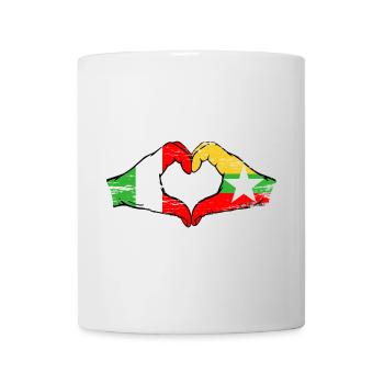 Italie Myanmar drapeau mains forme de coeur utilisé - Mug blanc - blanc - Devant