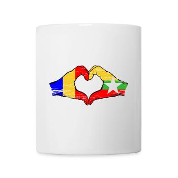 Roumanie Myanmar drapeau mains forme de coeur utilisé - Mug blanc - blanc - Devant