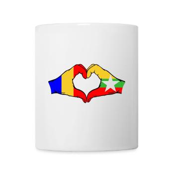 Romania Myanmar Flag Hands Heart Shape - Mug - white - Front