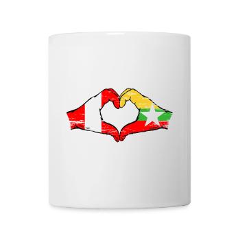 Pérou Myanmar drapeau mains forme de coeur utilisé - Mug blanc - blanc - Devant