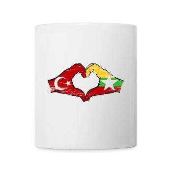 Turquie Myanmar drapeau mains forme de coeur utilisé - Mug blanc - blanc - Devant