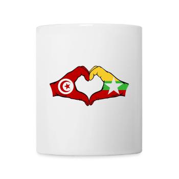 Tunisia Myanmar Flag Hands Heart Shape - Mug - white - Front