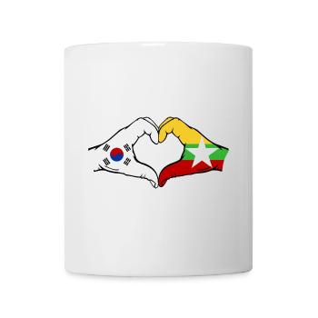 Corée du Sud Myanmar Drapeau Mains Coeur Forme - Mug blanc - blanc - Devant