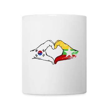 Corée du Sud Myanmar drapeau mains forme de coeur utilisé - Mug blanc - blanc - Devant