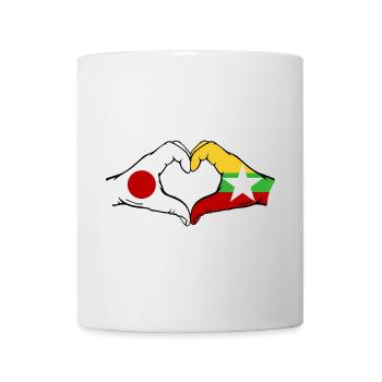 Japan Myanmar Flag Hands Heart Shape - Mug - white - Front
