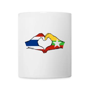 Thailand Myanmar Flag Hands Heart Shape - Mug - white - Front