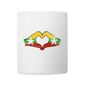 Myanmar flag hands heart shape used - Mug - white - Front