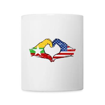 Myanmar États-Unis drapeau mains forme de coeur utilisé - Mug blanc - blanc - Devant