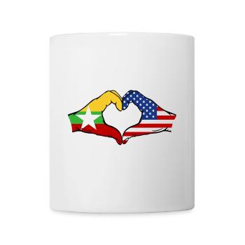 Myanmar USA Flag Hands Heart Shape - Mug - white - Front