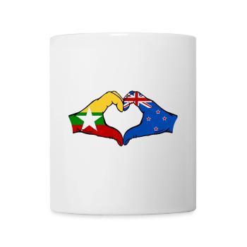 Myanmar Nouvelle-Zélande Drapeau Mains Coeur Forme - Mug blanc - blanc - Devant